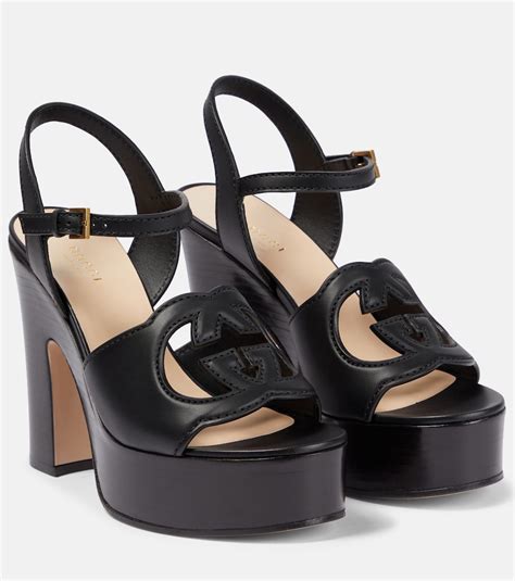 gucci interlock sandals|Gucci cutout platform heeled sandals.